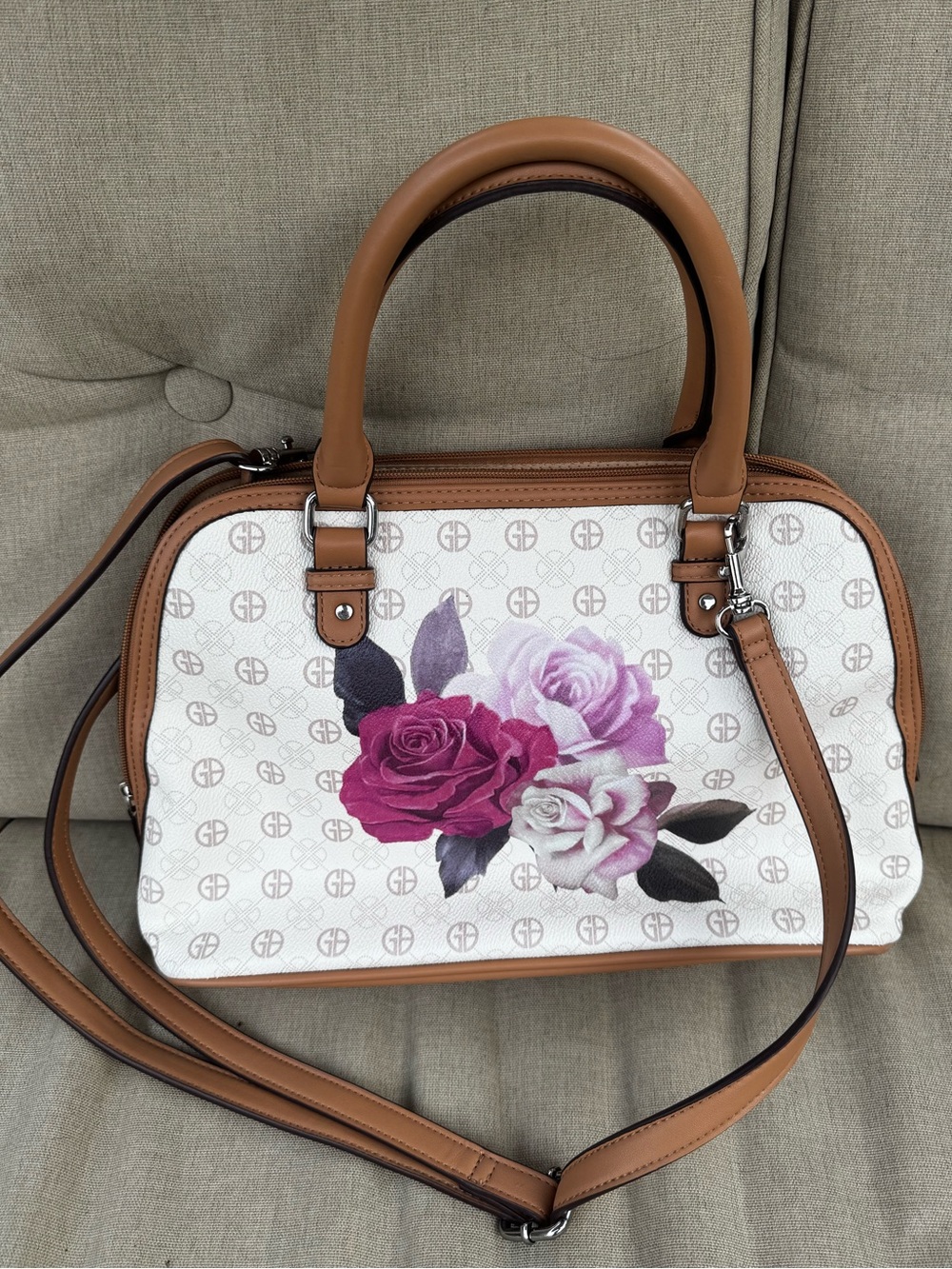 Giani Bernini Women's Signature White and Rose Dome Satchel